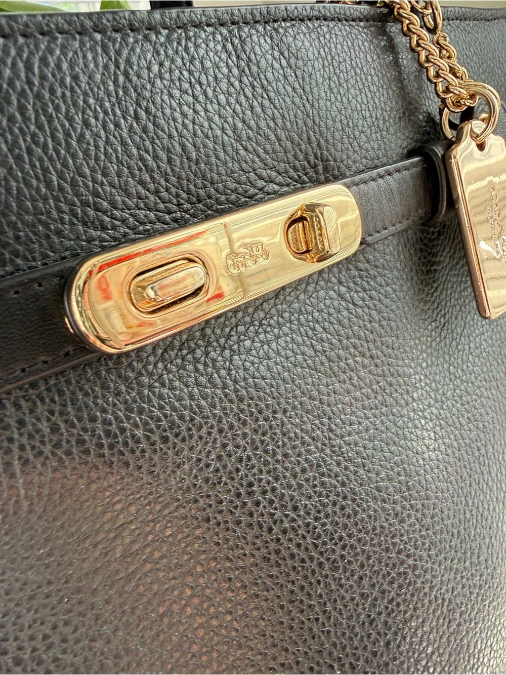 Coach Black Leather Satchel with Gold Hardware